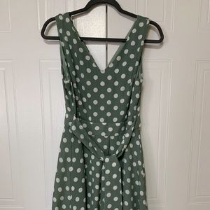 Suzy Shier Olive-green polka dotted dress Size 10